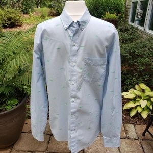Bonobos Blue/Green Fish Long Sleeve Button Down Shirt